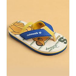 Cute Walk by Babyhug Disney Back Strap Closure Flip Flops With Lion King Print - White & Blue