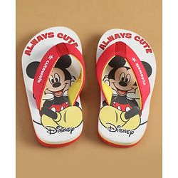Cute Walk by Babyhug Disney Slip On Flip Flops with Mickey Mouse Print - Red