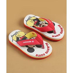 Cute Walk by Babyhug Disney Slip On Flip Flops with Mickey Mouse Print - Red