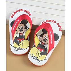 Cute Walk by Babyhug Disney Slip On Flip Flops with Mickey Mouse Print - Red