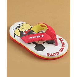 Cute Walk by Babyhug Disney Slip On Flip Flops with Mickey Mouse Print - Red