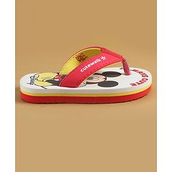 Cute Walk by Babyhug Disney Slip On Flip Flops with Mickey Mouse Print - Red