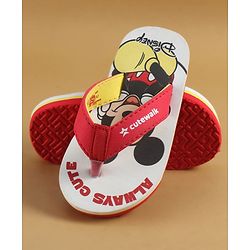 Cute Walk by Babyhug Disney Slip On Flip Flops with Mickey Mouse Print - Red