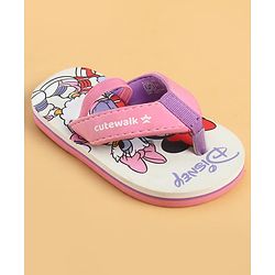 Cute Walk by Babyhug Disney Back Strap Closure Flip Flops With Minnie Mouse Print - Purple & White