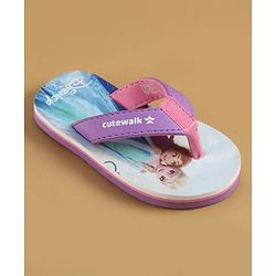Cute Walk by Babyhug Disney Slip On Flip Flops with Disney Princes Print - Purple