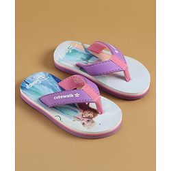 Cute Walk by Babyhug Disney Slip On Flip Flops with Disney Princes Print - Purple