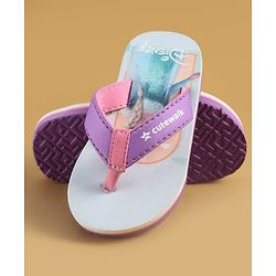 Cute Walk by Babyhug Disney Slip On Flip Flops with Disney Princes Print - Purple