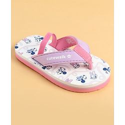 Cute Walk by Babyhug Disney Back Strap Closure Flip Flops With Minnie Mouse Print - White & Purple
