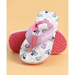 Cute Walk by Babyhug Disney Back Strap Closure Flip Flops With Minnie Mouse Print - White & Purple