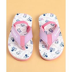 Cute Walk by Babyhug Disney Back Strap Closure Flip Flops With Minnie Mouse Print - White & Purple