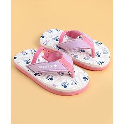 Cute Walk by Babyhug Disney Back Strap Closure Flip Flops With Minnie Mouse Print - White & Purple