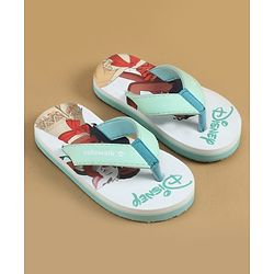 Cute Walk by Babyhug Disney Slip On Flip Flops with Disney Princes Print - Mint