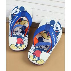 Cute Walk by Babyhug Disney Flip Flops with Back Strap & Mickey Mouse Print - Blue