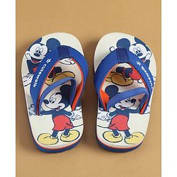 Cute Walk by Babyhug Disney Flip Flops with Back Strap & Mickey Mouse Print - Blue
