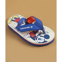 Cute Walk by Babyhug Disney Flip Flops with Back Strap & Mickey Mouse Print - Blue