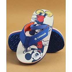 Cute Walk by Babyhug Disney Flip Flops with Back Strap & Mickey Mouse Print - Blue