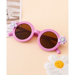Babyhug Free Size Solid Color Sunglasses with Floral Applique - Mauve