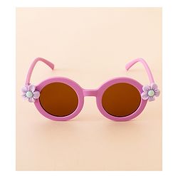 Babyhug Free Size Solid Color Sunglasses with Floral Applique - Mauve