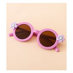 Babyhug Free Size Solid Color Sunglasses with Floral Applique - Mauve