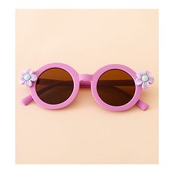 Babyhug Free Size Solid Color Sunglasses with Floral Applique - Mauve