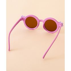 Babyhug Free Size Solid Color Sunglasses with Floral Applique - Mauve
