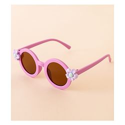 Babyhug Free Size Solid Color Sunglasses with Floral Applique - Mauve