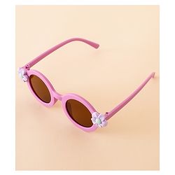 Babyhug Free Size Solid Color Sunglasses with Floral Applique - Mauve