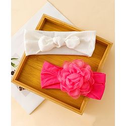 Floral Bow Stretch Baby & Kids Headband - Pink & White