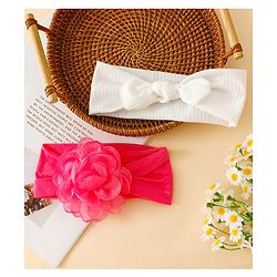 Floral Bow Stretch Baby & Kids Headband - Pink & White