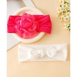 Floral Bow Stretch Baby & Kids Headband - Pink & White