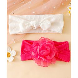 Floral Bow Stretch Baby & Kids Headband - Pink & White