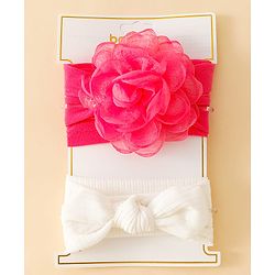 Floral Bow Stretch Baby & Kids Headband - Pink & White