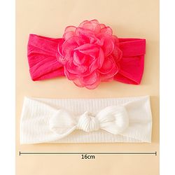 Floral Bow Stretch Baby & Kids Headband - Pink & White