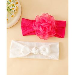 Floral Bow Stretch Baby & Kids Headband - Pink & White