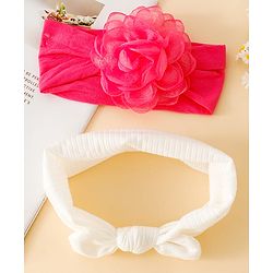Floral Bow Stretch Baby & Kids Headband - Pink & White