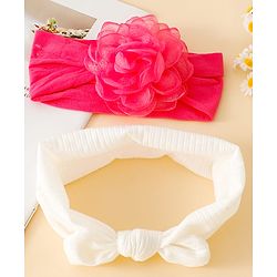 Floral Bow Stretch Baby & Kids Headband - Pink & White