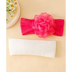 Floral Bow Stretch Baby & Kids Headband - Pink & White