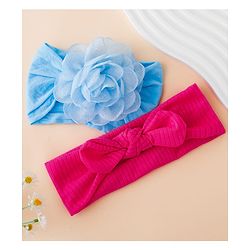 Floral Bow Stretch Baby & Kids Headband - Pink & White