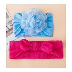 Floral Bow Stretch Baby & Kids Headband - Pink & White