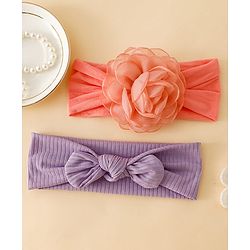 Floral Bow Stretch Baby & Kids Headband - Pink & White