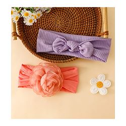 Floral Bow Stretch Baby & Kids Headband - Pink & White