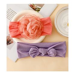 Floral Bow Stretch Baby & Kids Headband - Pink & White