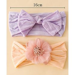 Babyhug Headbands With Floral and Bow Applique Pack of 2 -Purple, Peach