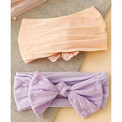 Babyhug Headbands With Floral and Bow Applique Pack of 2 -Purple, Peach