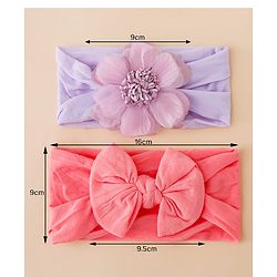Babyhug Headbands With Floral and Bow Applique Pack of 2 -Purple, Peach