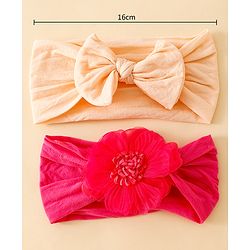 Babyhug Headbands With Floral and Bow Applique Pack of 2 -Purple, Peach