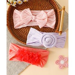 Babyhug Set Of 3 Bow Applique Detailed Headbands - Pink,Red ,Purple