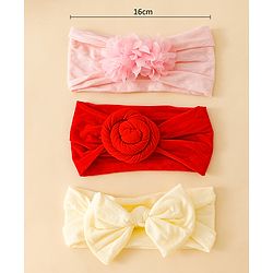 Babyhug Set Of 3 Bow Applique Detailed Headbands - Pink,Red ,Purple