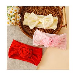 Babyhug Set Of 3 Bow Applique Detailed Headbands - Pink,Red ,Purple