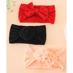 Babyhug Set Of 3 Bow Applique Detailed Headbands - Pink,Red ,Purple